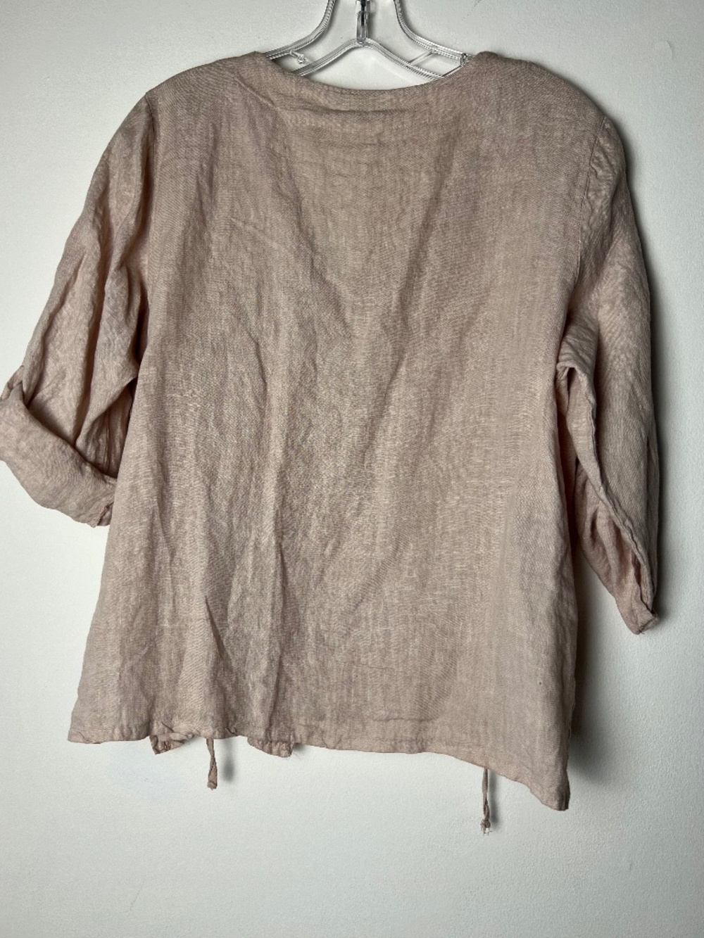 NWT Made in Italy Dusty Rose/Beige Linen Top Boho Lagenlook Sequin Pocket Tunic - Picture 2 of 7